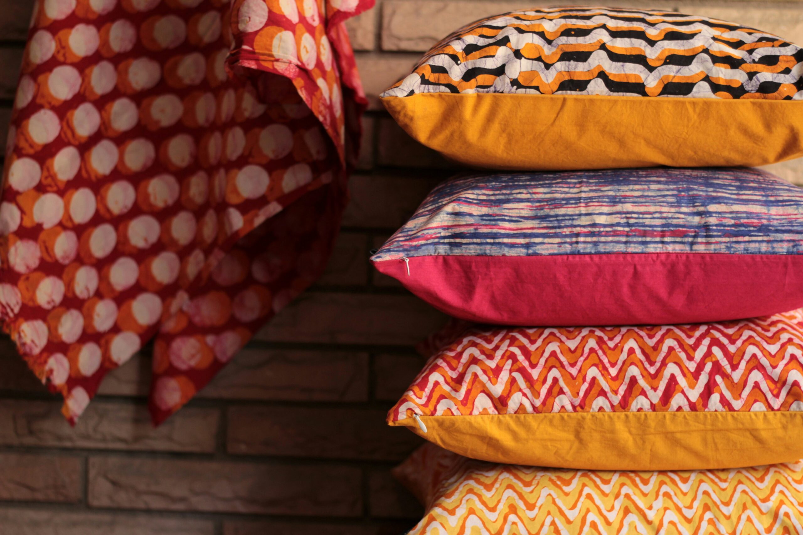 Jaipur textiles tour - colourful Indian fabric designs on cushion covers