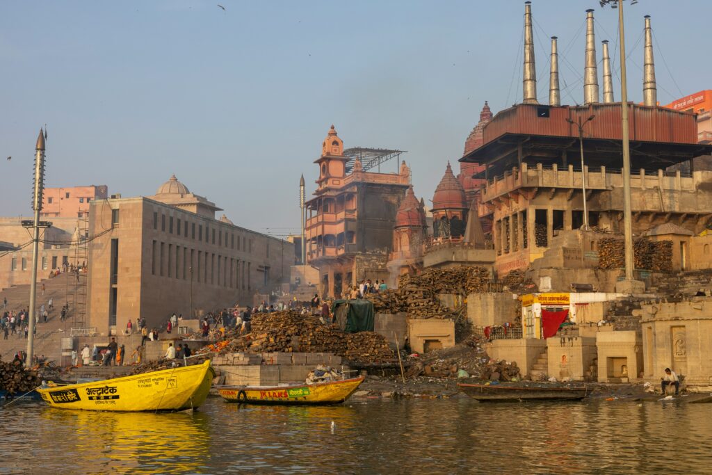  Devotees participating in the Ganga Aarti ceremony at the ghats of Varanasi