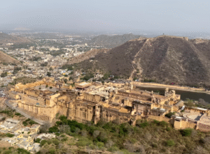 02 07 2025 - Jaigarh Fort – majestic Jaipur’s Iron Shield of the Rajputs Aerial view of Jaigarh Fort perched on Cheel ka Teela with Amber Fort and Maota Lake below in Jaipur, Rajasthan, Jaigarh Fort